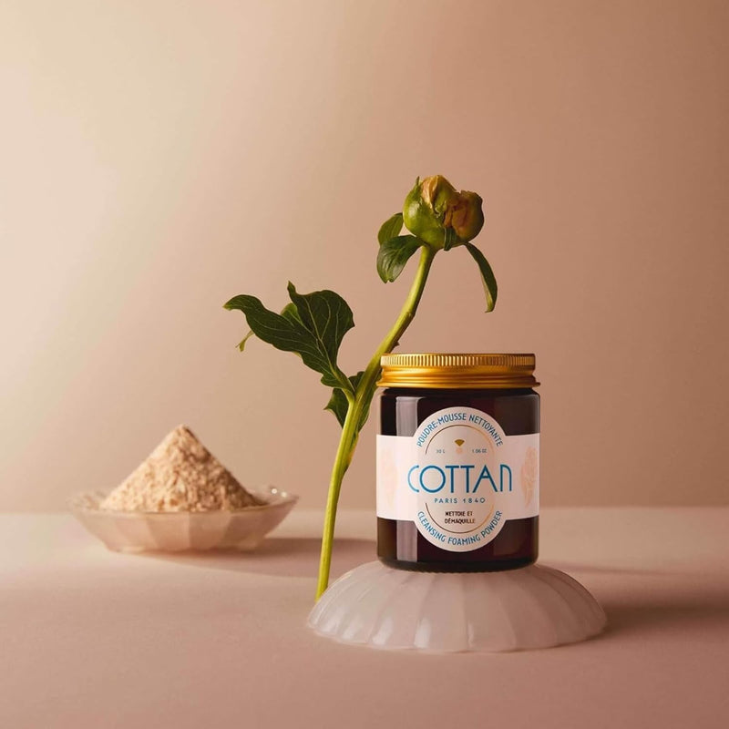 Paris Cleansing Powder to Foam Face Wash | Natural Rice & Peony Root Powders Vegan Makeup Remover | Gentle Daily Facial Scrub Foaming Lather Cleanser Clears Impurities & Softens Skin 1.06oz