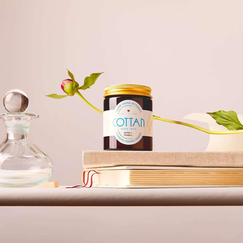 Paris Cleansing Powder to Foam Face Wash | Natural Rice & Peony Root Powders Vegan Makeup Remover | Gentle Daily Facial Scrub Foaming Lather Cleanser Clears Impurities & Softens Skin 1.06oz