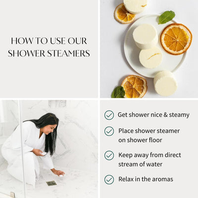 Orange Mint Shower Steamers Aromatherapy | Organic Shower Bombs with Essential Oils | Self Care Christmas Birthday & Spa Gifts for Women & Men | Stocking Stuffers | 4 Pack