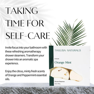 Orange Mint Shower Steamers Aromatherapy | Organic Shower Bombs with Essential Oils | Self Care Christmas Birthday & Spa Gifts for Women & Men | Stocking Stuffers | 4 Pack
