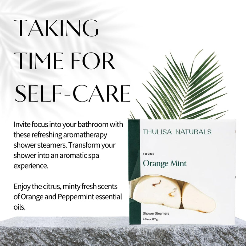 Orange Mint Shower Steamers Aromatherapy | Organic Shower Bombs with Essential Oils | Self Care Christmas Birthday & Spa Gifts for Women & Men | Stocking Stuffers | 4 Pack