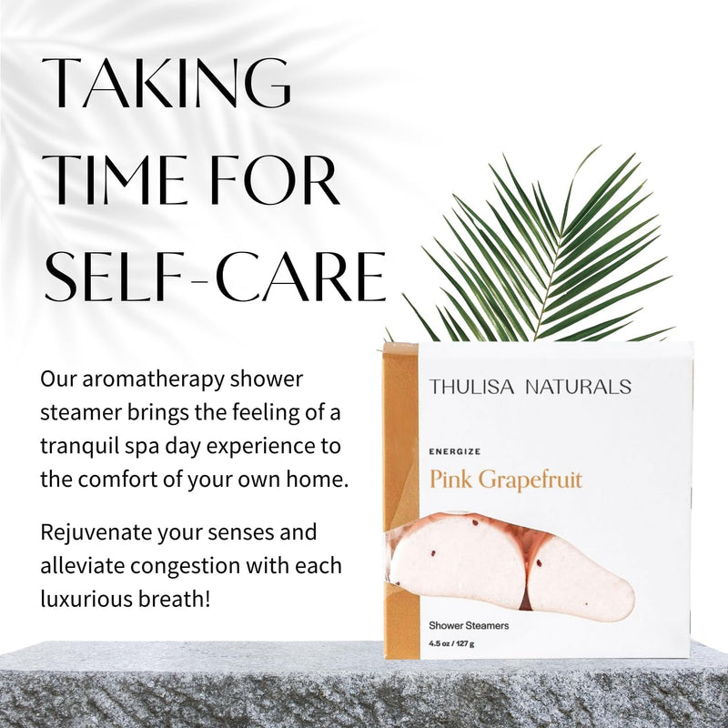 Pink Grapefruit Shower Steamers Aromatherapy | Organic Shower Bombs with Essential Oils | Self Care Christmas Birthday & Spa Gifts for Women & Men | Stocking Stuffers | 4 Pack