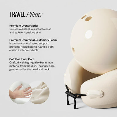PIXIE MOOD Every Think Travel and Airplane Neck Pillow, Memory Foam, Support, Neck, Head Chin - Soft, Lightweight, Washable, Easy-to-Carry