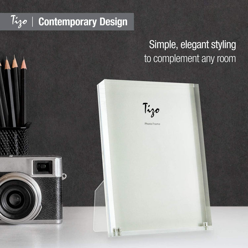 TIZO Design Vertical 5x7 Lucite Picture Frame, Durable 1 Inch Thick Clear Lucite & Magnetic Closures, Elegant & Practical Boutique Quality Photo Frame (Multiple Colors Available)