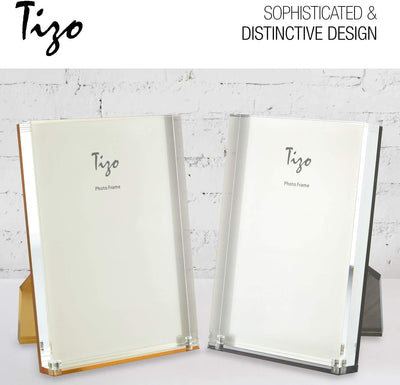 TIZO Design Vertical 5x7 Lucite Picture Frame, Durable 1 Inch Thick Clear Lucite & Magnetic Closures, Elegant & Practical Boutique Quality Photo Frame (Multiple Colors Available)