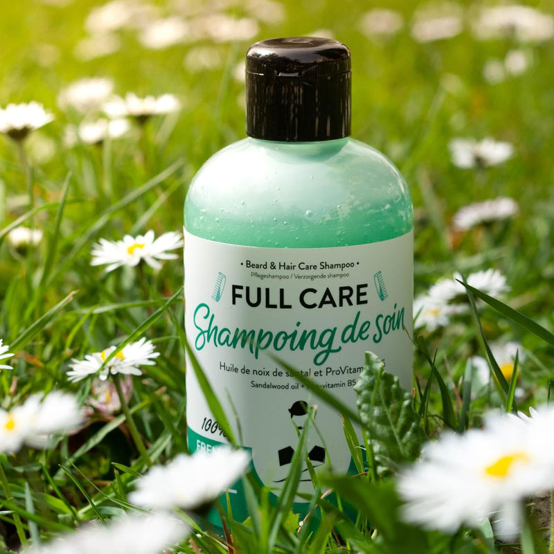 2-in-1 Beard & Hair Care Shampoo | Vegan, Sulfate-Free Replenishing, Nourishing, Sandalwood Fragrance | Natural, Calms Itching, Paraben & Silicone-Free Made In France 250mL