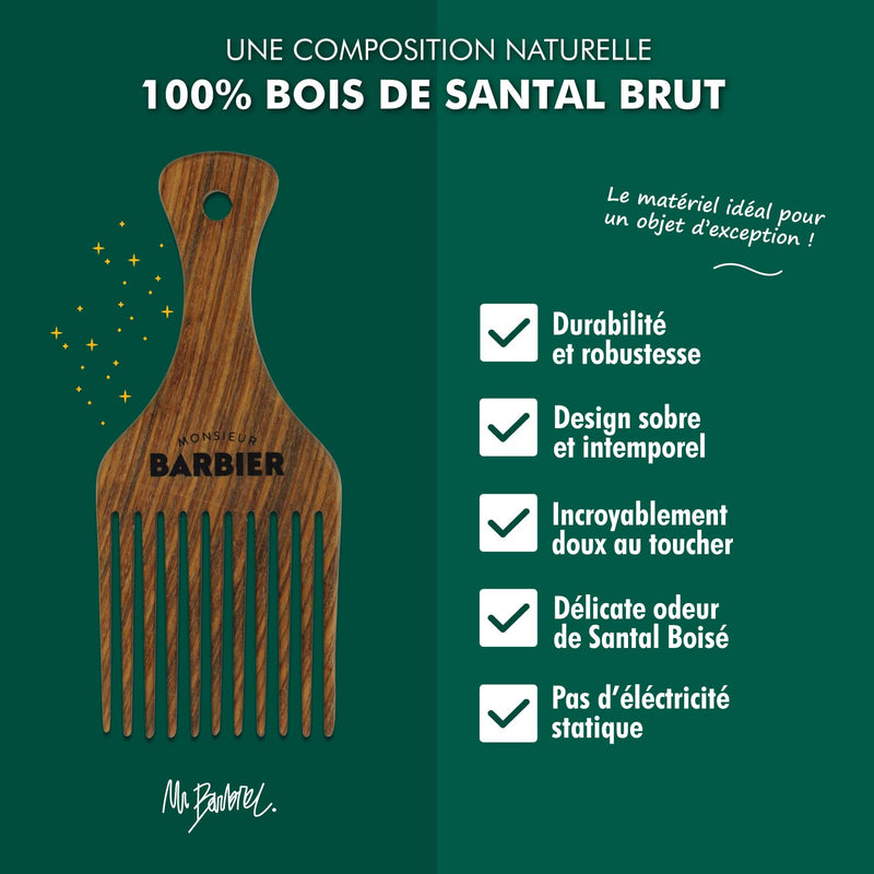 Final Touch Styling Comb 100% Natural Sandalwood for Beard & Dense Hair