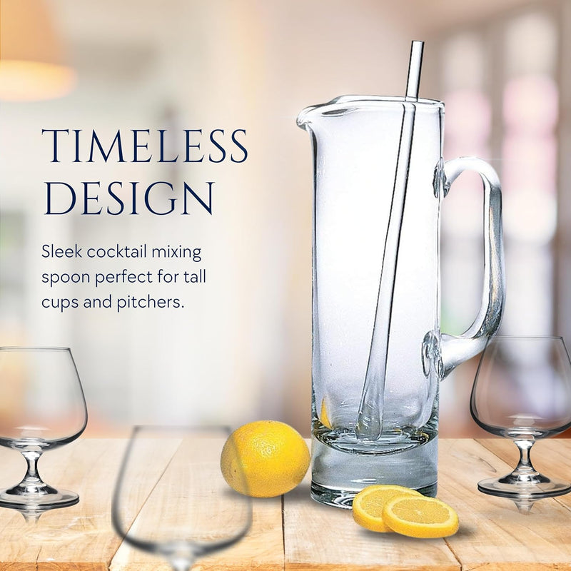 Badash Glass Cocktail Stirrer - 12" Long Mouth-Blown Lead-Free Glass Stir Rod - Bar Cocktail Shaker Spoon - Cocktail Stirrer for Drinks