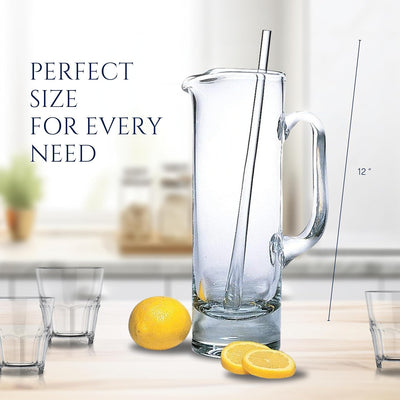 Badash Glass Cocktail Stirrer - 12" Long Mouth-Blown Lead-Free Glass Stir Rod - Bar Cocktail Shaker Spoon - Cocktail Stirrer for Drinks