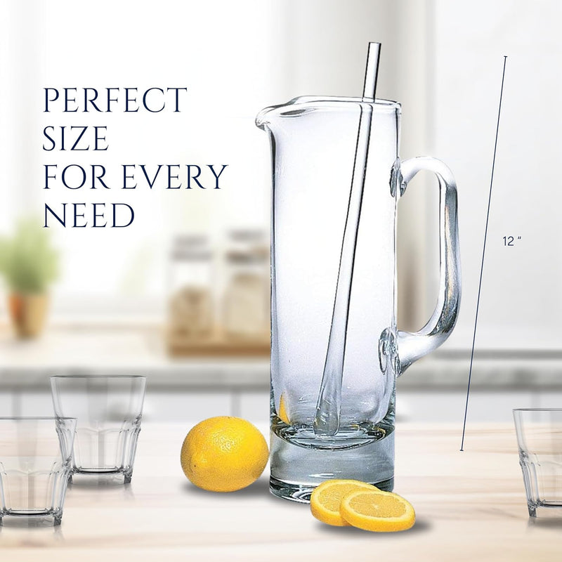 Badash Glass Cocktail Stirrer - 12" Long Mouth-Blown Lead-Free Glass Stir Rod - Bar Cocktail Shaker Spoon - Cocktail Stirrer for Drinks