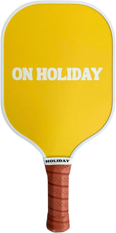 On Holiday Pickleball Paddle | Fiberglass Face Honeycomb Core, High Spin, Shock-Absorbing, Lightweight Durable for Power, Control & Balance Edge Guard & Grip Tape for Sweaty Hands All Levels (Havana)