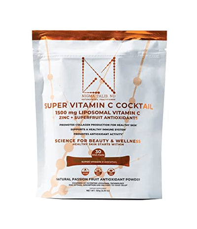 Dr. Nigma Super Vitamin C Cocktail | Drink Powder Packets for Healthy Immunity and Collagen Production | Zinc and Superfruit | 30 count
