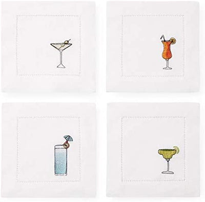 Sferra Bevande Embroidered Cocktail Napkins (6" x 6") - Set of 4
