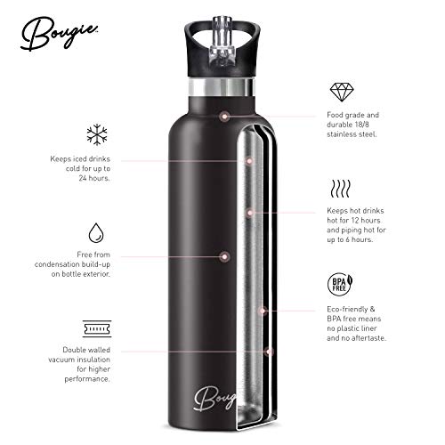 My Bougie Bottle | Flamingo Stainless Steel Water Bottle With Straw | Pipe Cleaner & Ice Tray Included | Leak-Proof Lid | Double Insulated For Warm & Cold | BPA Free | 25 oz