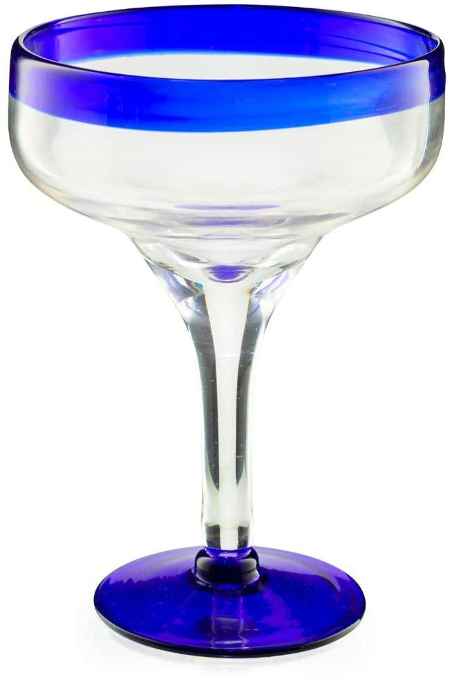 Mexican Hand Blown Margarita Glasses – Set of 4 Luxury Hand Blown Margarita Glasses (16 oz)