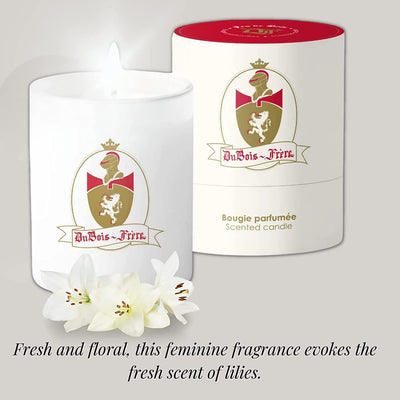 Dubois Frere Candle - Aromatherapy, Long Lasting Luxury Glass Candle Gifts for Weddings, Birthdays, Holiday Party, Aroma Home Fragrance Decor Notes of Muguet & Chevrefeuille 190Gr (Fleurs Blanches)