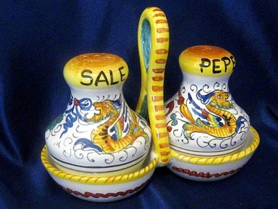 Deruta Italy by Gute | Raffaellesco Salt & Pepper Set | Handcrafted & Handpainted Italian Ceramics | Authentic Italian Pottery Handmade in Deruta, Italy