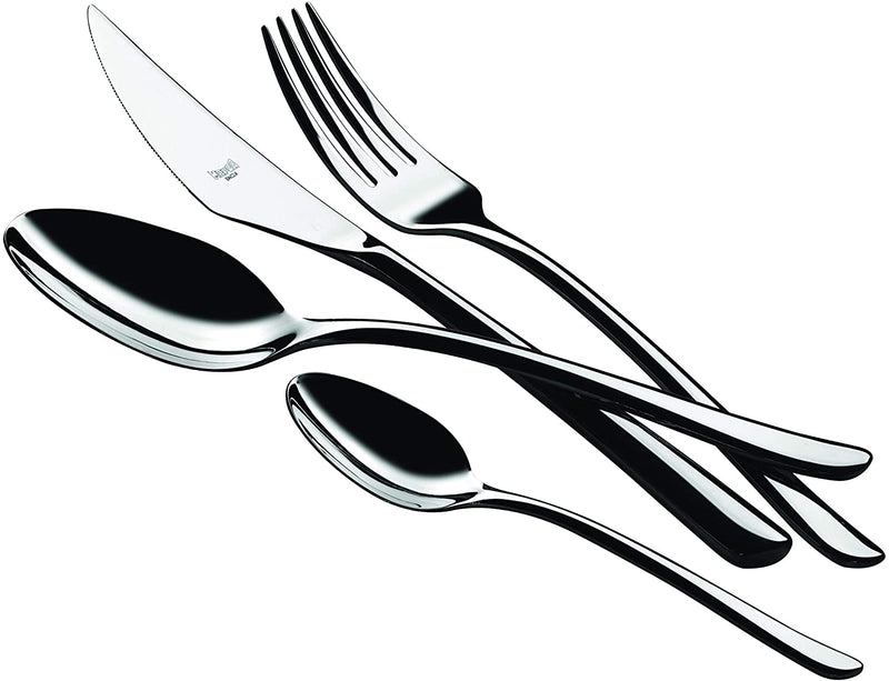 Mepra Edera Cutlery Set – [24 Pieces Set] Brushed Stainless-Steel Finish, Dishwasher Safe Cutlery