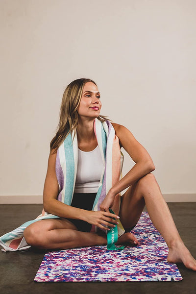 Yoga Strong You're Just My Stripe Yoga Towel | Non-Slip Microfiber Towel with 100% Silicone Nubs to Provide Extra Grip | Ultra Absorbent | 72 x 24 in