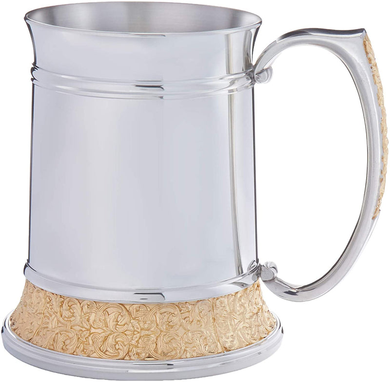Royal Selangor Hand Finished Classic Expressions Collection Pewter Tankard (L) with 24K Gold Plating Gift