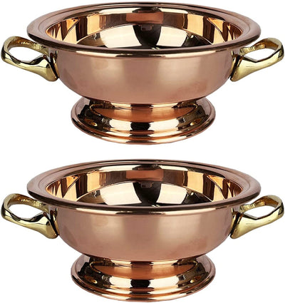 Coppermill Kitchen | Vintage Inspired Serving Bowls | Authentic Copper & Brass | Set of Two | 1.75 cups