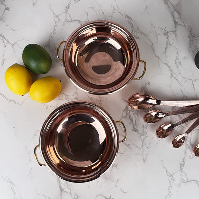 Coppermill Kitchen | Vintage Inspired Serving Bowls | Authentic Copper & Brass | Set of Two | 1.75 cups