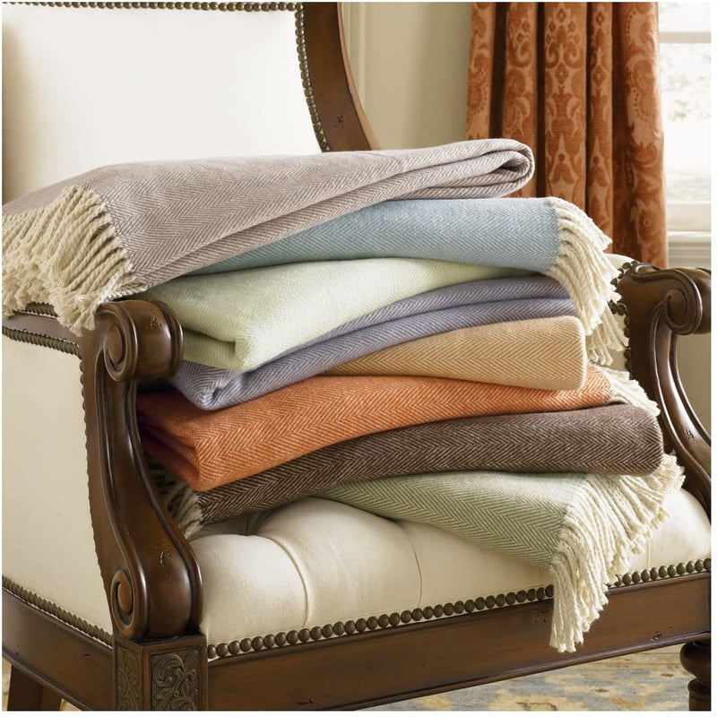Sferra Celine Herringbone, 100% Cotton Throw Blanket - Charcoal