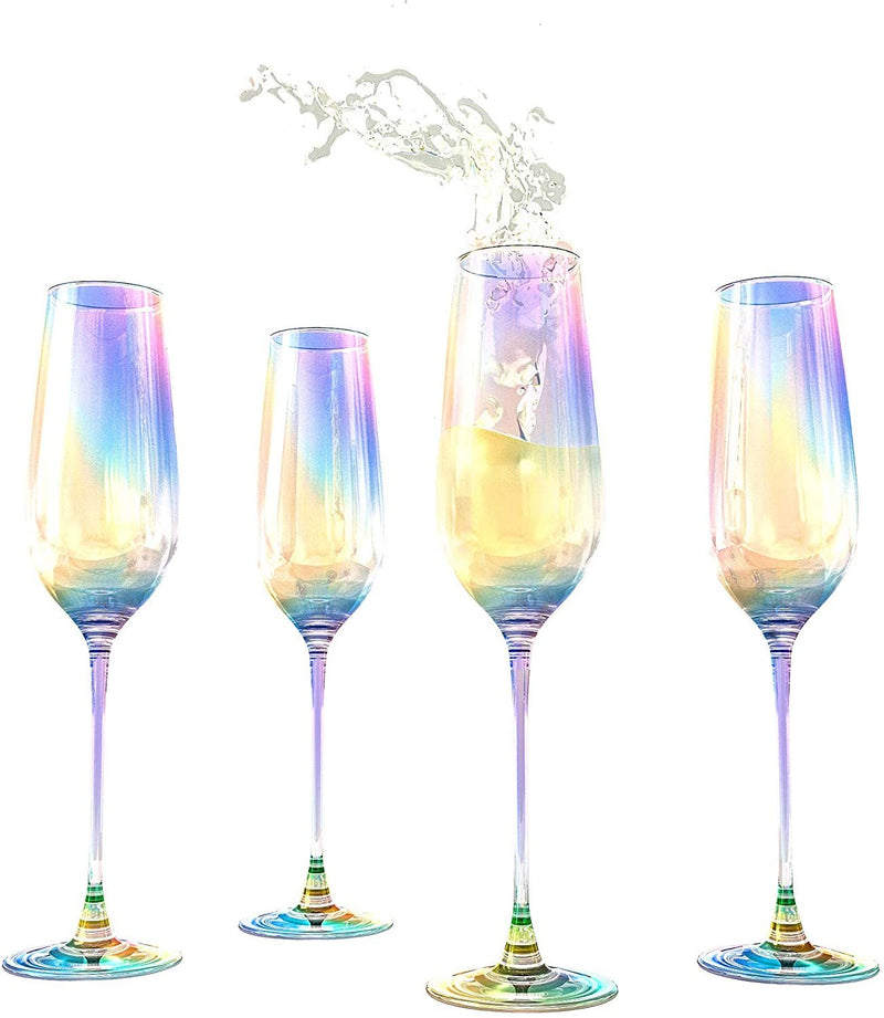 Champagne Coupes 12oz by The Wine Savant - Colorful Champagne Glasses
