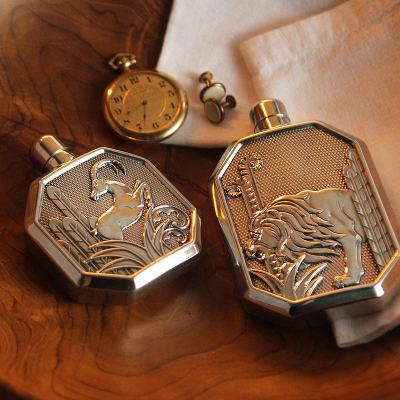 Royal Selangor Hand Finished Savannah Collection Pewter Gazelle Hip Flask SM Gift