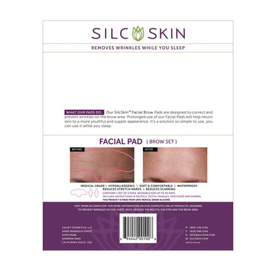 SilcSkin Facial Pad Brow Set, Corrects & Prevent Brow Wrinkles & Crow's Feet from Sun Aging Side Sleeping, Reusable Self Adhesive Medical Grade Silicone, 1 Brow Pad, 2 Eye Pads