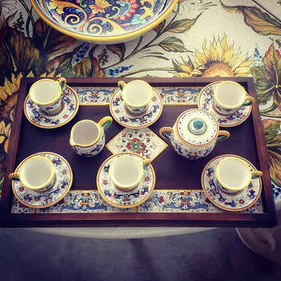 Deruta Italy by Gute | Raffaellesco Cup & Saucer | Handcrafted & Handpainted Italian Ceramics | Authentic Italian Pottery Handmade in Deruta, Italy | 6 oz/170 mL