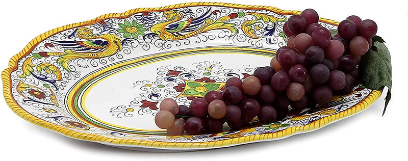 Deruta Italy by Gute | Raffaellesco Oval Serving | Handcrafted & Handpainted Italian Ceramics | Authentic Italian Pottery Handmade in Deruta, Italy | 3.3 lb/1.5 kg