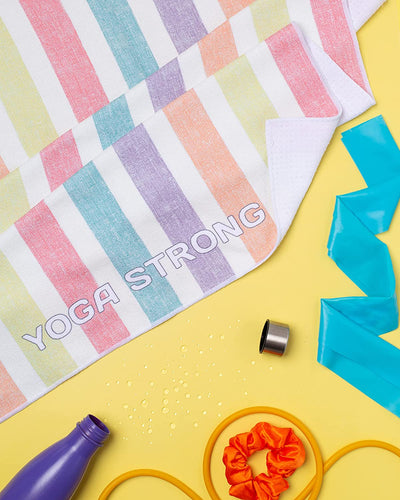 Yoga Strong You're Just My Stripe Yoga Towel | Non-Slip Microfiber Towel with 100% Silicone Nubs to Provide Extra Grip | Ultra Absorbent | 72 x 24 in