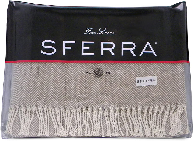 Sferra Celine Herringbone, 100% Cotton Throw Blanket - Charcoal