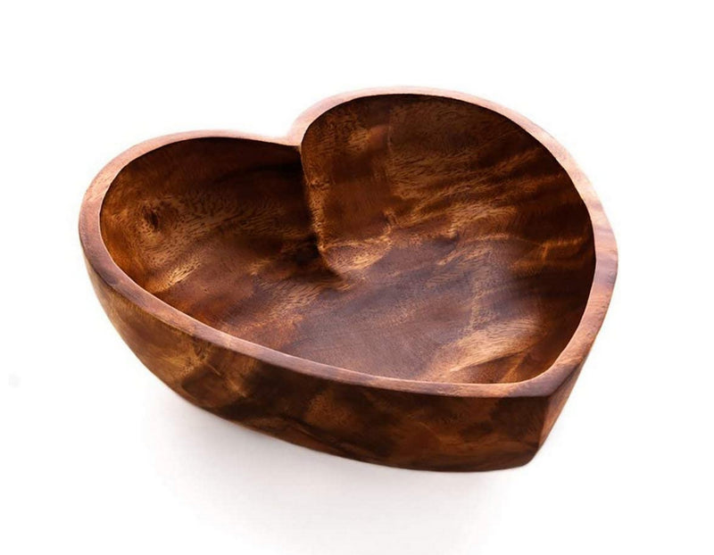 Acacia Wood Heart Shaped Bowls - Fair Trade, Sustainably Harvested (6")