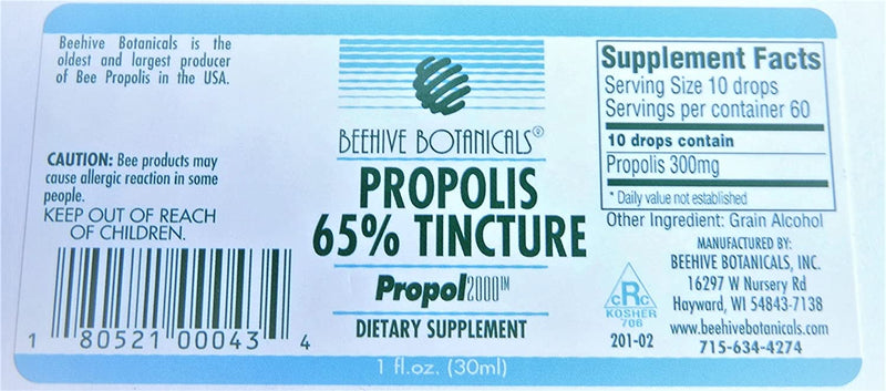 Beehive Botanicals Propolis Tincture - 65%- 1 Oz
