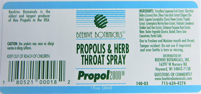 Beehive Botanicals Propolis Throat Spray-1 Oz.