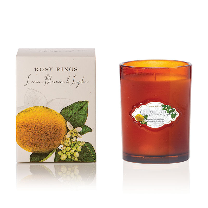 Rosy Rings Signature Glass Candle - Lemon Blossom and Lychee