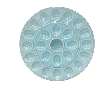 Casafina Cook & Host Collection Stoneware Ceramic Deviled Egg Serving Platter 13.25", Blue