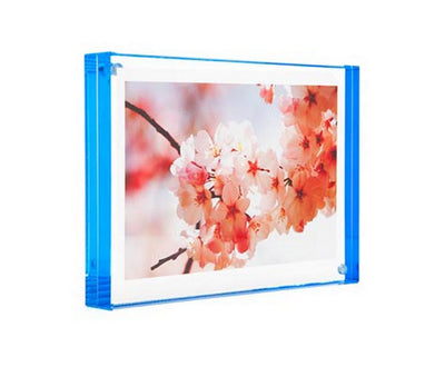 Canetti Original Magnet Frame 2.5x3.5 Color Edge Magnetic Picture Frame, Floating Photo Frame, Acrylic Panels Blue