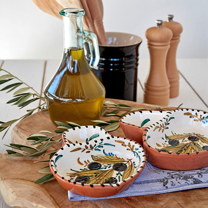 Casafina Alentejo Terracotta Collection Ceramic Hand Painted Olive Dish (Small 5")