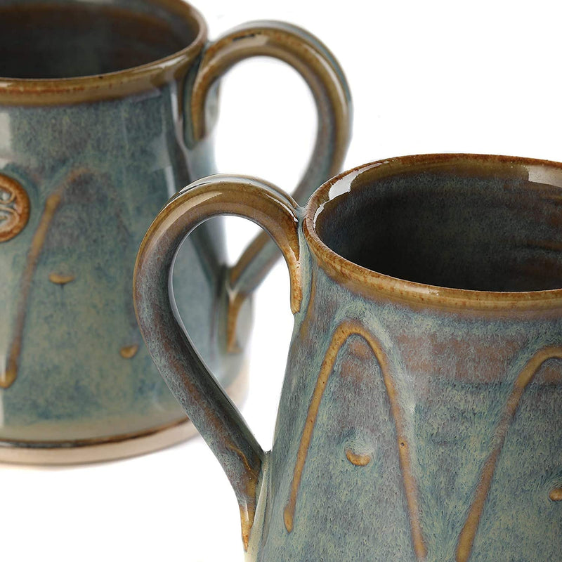 Castle Arch Pottery Set Of 2 Cylinder Coffee/Tea Mugs, Handmade In Ireland, For Coffee and Tea, For Hot and Cold Beverages Wash in Dishwasher (Hampton Blue)