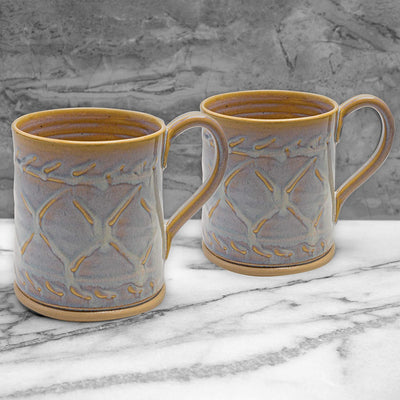 Castle Arch Pottery Oileán Mugs Handmade In Ireland, Ideal For Coffee and Tea, Use For Hot and Cold Beverages, Beautiful Design And Stamp (White)