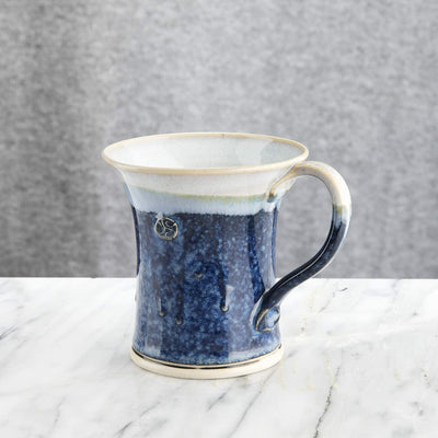 CASTLE ARCH POTTERY Handmade Irish Coffee Tea & Beer Mugs. Set of Two Hand-Thrown Cups - Limited Edition Large (Hampton Blue)