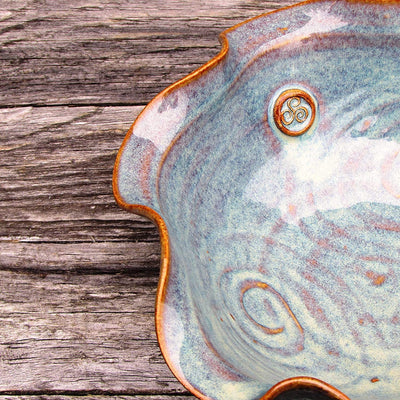 Castle Arch Pottery Green Wavy Serving Bowl