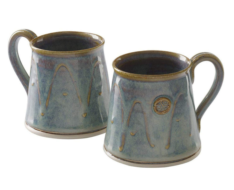Castle Arch Pottery Set Of 2 Cylinder Coffee/Tea Mugs, Handmade In Ireland, For Coffee and Tea, For Hot and Cold Beverages Wash in Dishwasher (Hampton Blue)