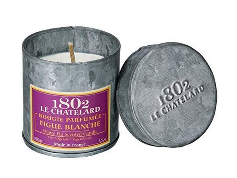 Le Chatelard French Scented Candle in Hand Made Tin, Vintage (White Fig)