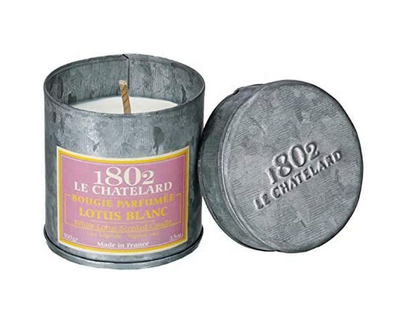 Le Chatelard French Scented Candle in Hand Made Tin, Vintage (Lotus)
