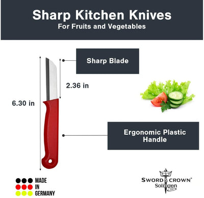 Sword & crown vegetable knife 6 cm red 10 pieces