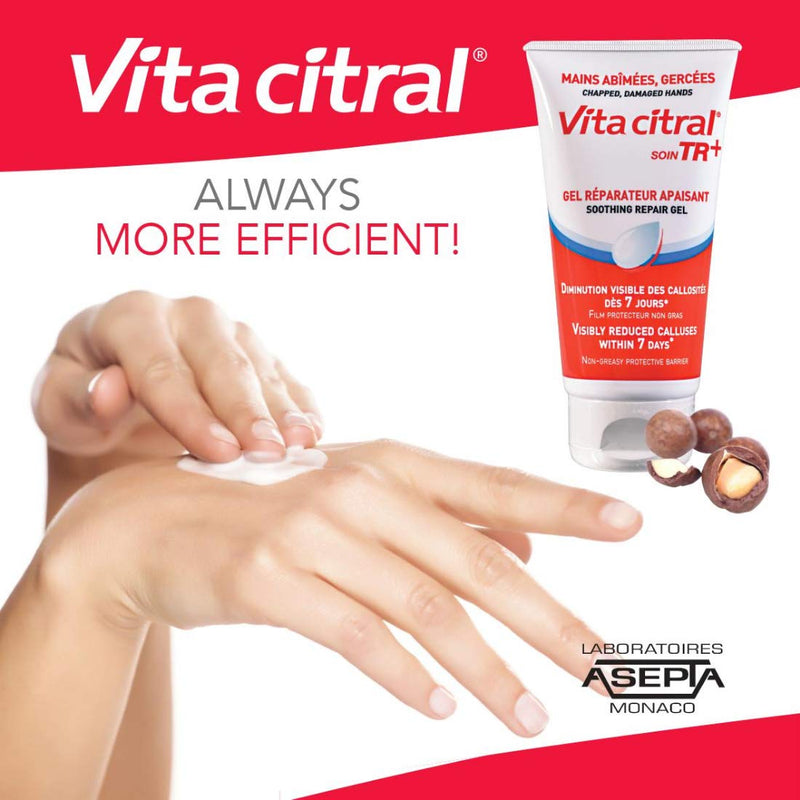 Vita Citral Soin TR+ Soothing Repair Gel - Intense Soothing and Softening Gel for Hands. Take Care of Damaged or Chapped Hands, Reduce Calluses, Helps Repair Skin, Protects and Cleanses (75ml)